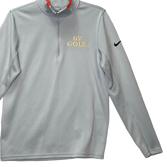 Nike Top Pullover Golf Dri Fit Mens Small Gray Logo 1/4 Zip Long Sleeve Shirt - Picture 4 of 11